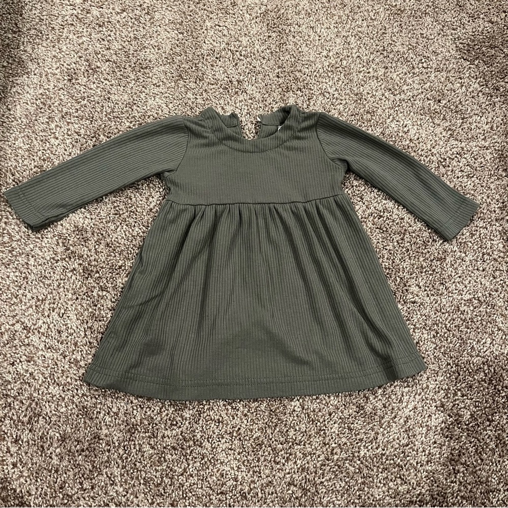 Green Mebie Baby Ribbed Long Sleeve Dress